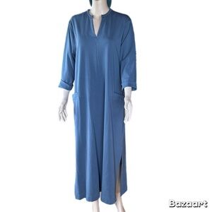 HAVEN WELL WITHIN, XL, BLUE, Dress with 3/4 sleeves, 92% cotton, casual.